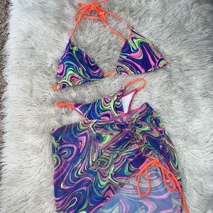 3 piece trippy bikini set